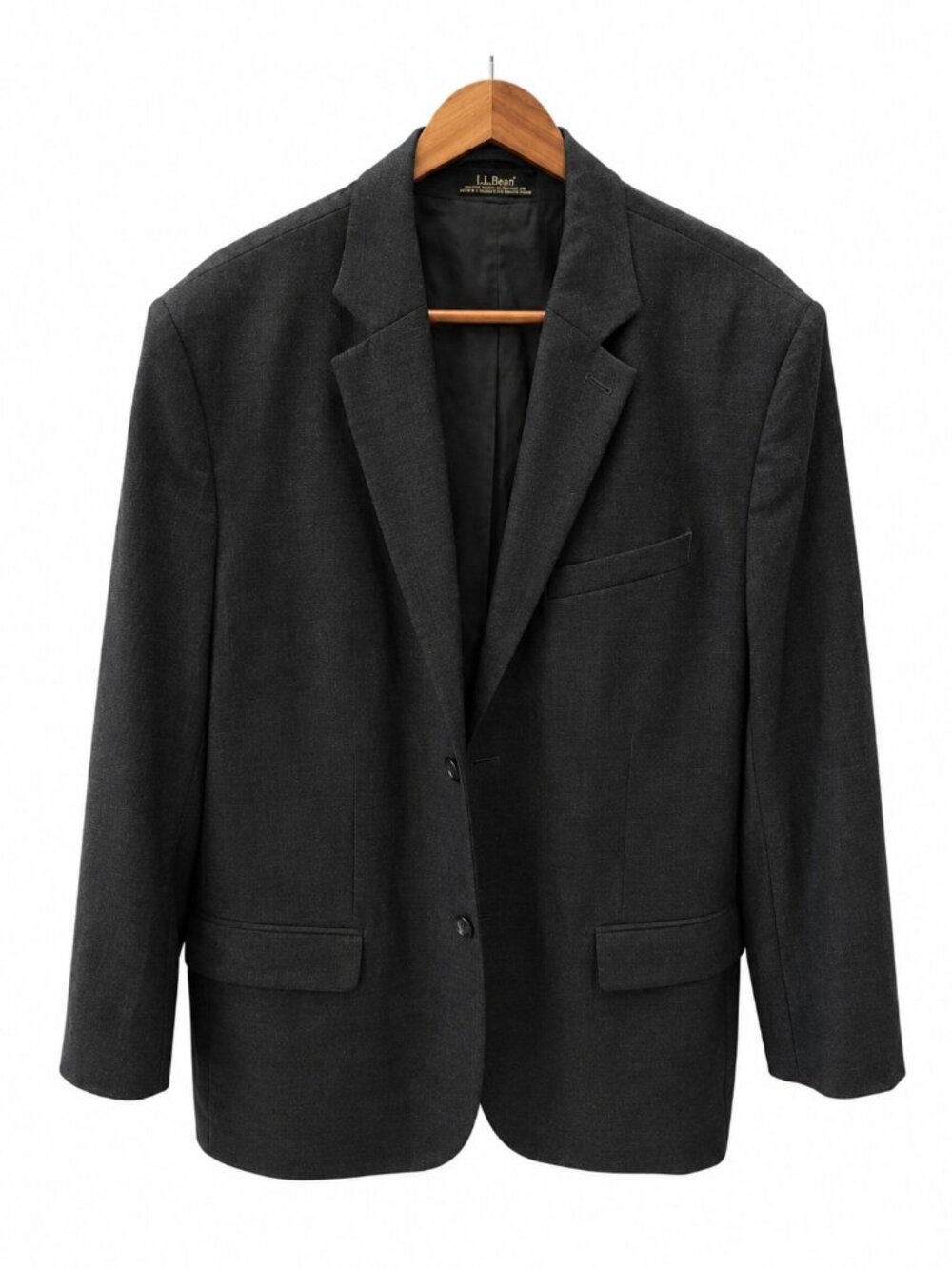 L.L.Bean 100% Wool Blazer Men’s 44R Charcoal Black Sport Coat Jacket EUC